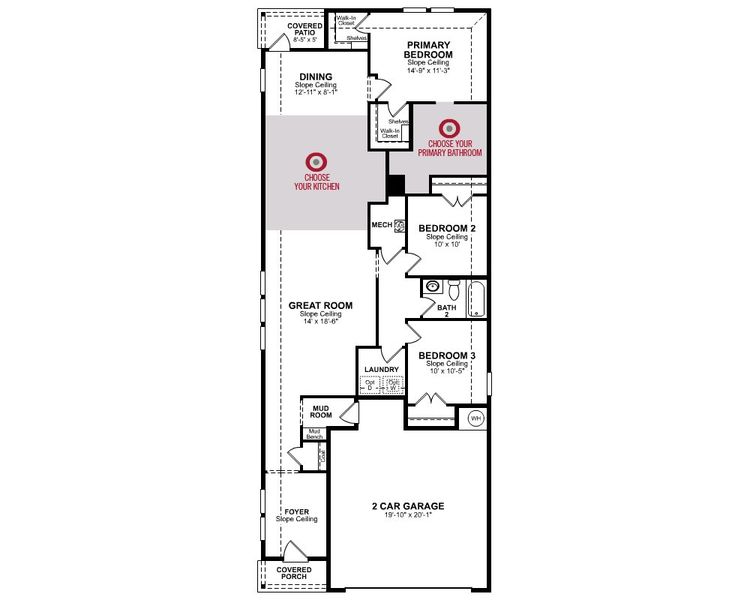 2D floor plan layout for the Primrose by Beazer Homes in Churchill, Anna, TX (Image 4).
