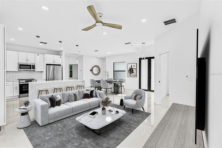 Furnished interior view inside a new home in , Lehigh Acres (Image 13). Furnished interior view inside a new home in , Lehigh Acres (Image 13).