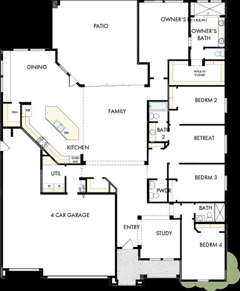 2D floor plan layout of this home in Canyon Views – 80’ Paradise Series, Litchfield Park, AZ (Image 2). 2D floor plan layout of this home in Canyon Views – 80’ Paradise Series, Litchfield Park, AZ (Image 2).