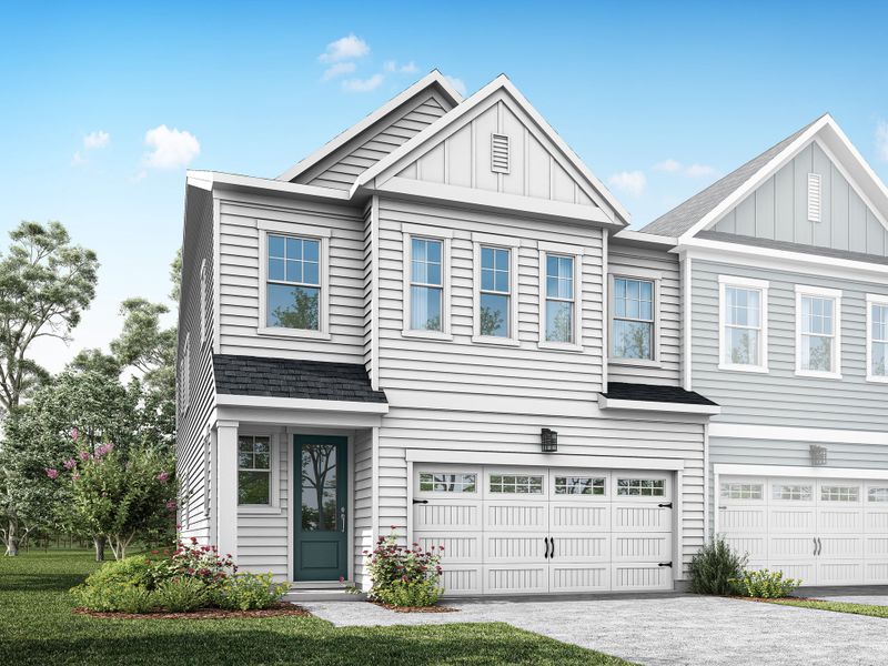 Representative exterior photo of a completed home built from the Rowan by Tri Pointe Homes in The Townes at Willow Park, Cary, NC (Image 15).