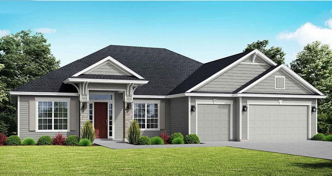 Representative exterior photo of a completed home built from the Bridgecreek by SEDA New Homes in Edwards Creek Estates, Jacksonville, FL (Image 2). Representative exterior photo of a completed home built from the Bridgecreek by SEDA New Homes in Edwards Creek Estates, Jacksonville, FL (Image 2).