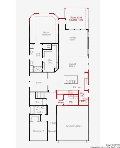 2D floor plan layout of this home in Sunflower Ridge, New Braunfels, TX (Image 2).