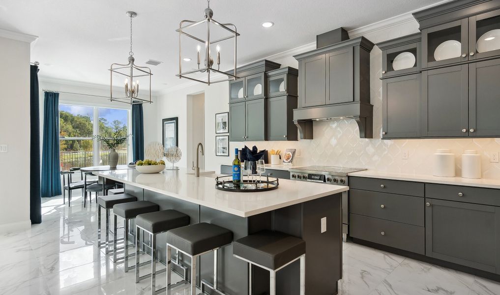 Kitchen island with breakfast bar seating