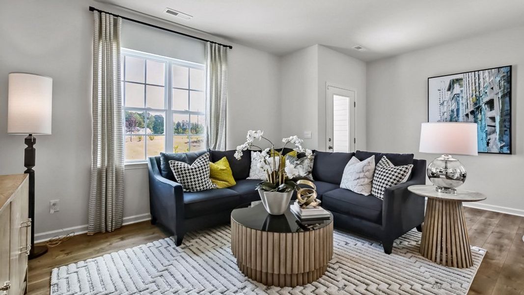 Furnished interior view inside a new home in The Townes at Prestleigh, Wake Forest (Image 13). Furnished interior view inside a new home in The Townes at Prestleigh, Wake Forest (Image 13).