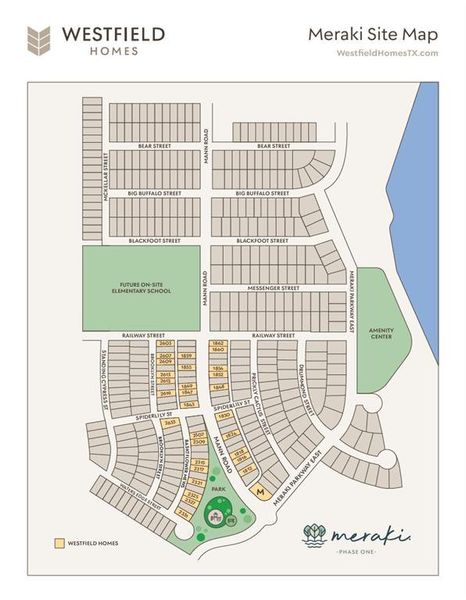 Meraki Site Map. Illustrating the layout of the property, including streets, residential plots, and designated areas