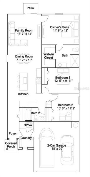 2D floor plan layout of this home in Marion Ranch, Ocala, FL (Image 2). 2D floor plan layout of this home in Marion Ranch, Ocala, FL (Image 2).
