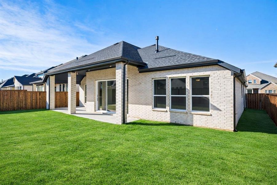 Exterior details and patio area of a home in Cambridge Crossing, Celina (Image 3). Exterior details and patio area of a home in Cambridge Crossing, Celina (Image 3).