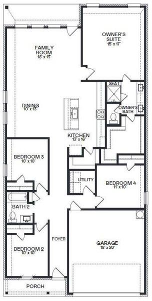 2D floor plan layout of this home in Sunterra, Katy, TX (Image 3).