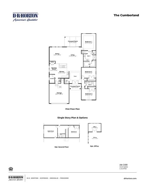 2D floor plan layout for the CUMBERLAND by D.R. Horton in Belle Park, North Myrtle Beach, SC (Image 3).