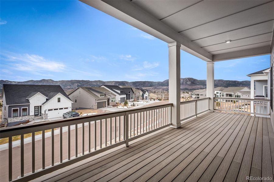 Exterior details and patio area of a home in Cloverleaf - Pinnacle Collection, Monument (Image 24).