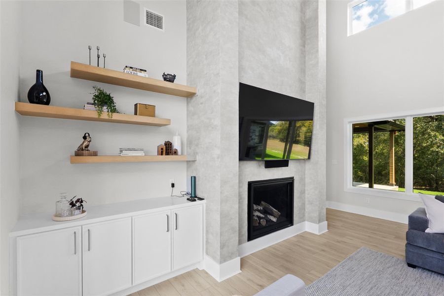 Micro-Cement Fireplace + 85" TV Upgrade