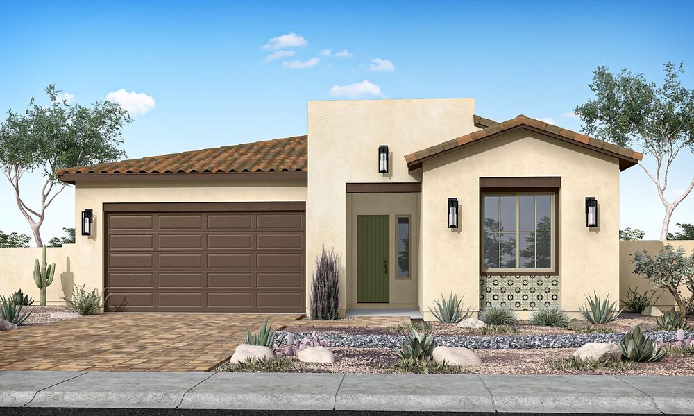 Representative exterior photo of a completed home built from the Rosemary Plan 40-2 by Tri Pointe Homes in Soleo, San Tan Valley, AZ (Image 18).