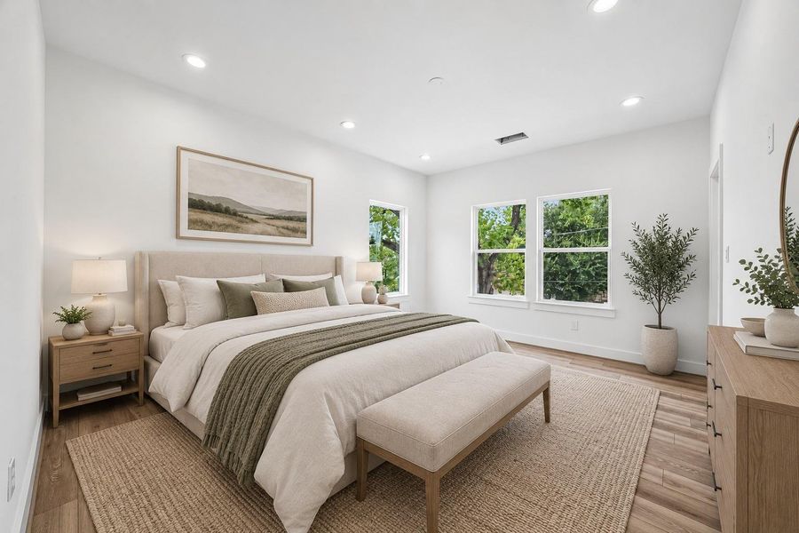 Primary Bed. Virtually Staged.