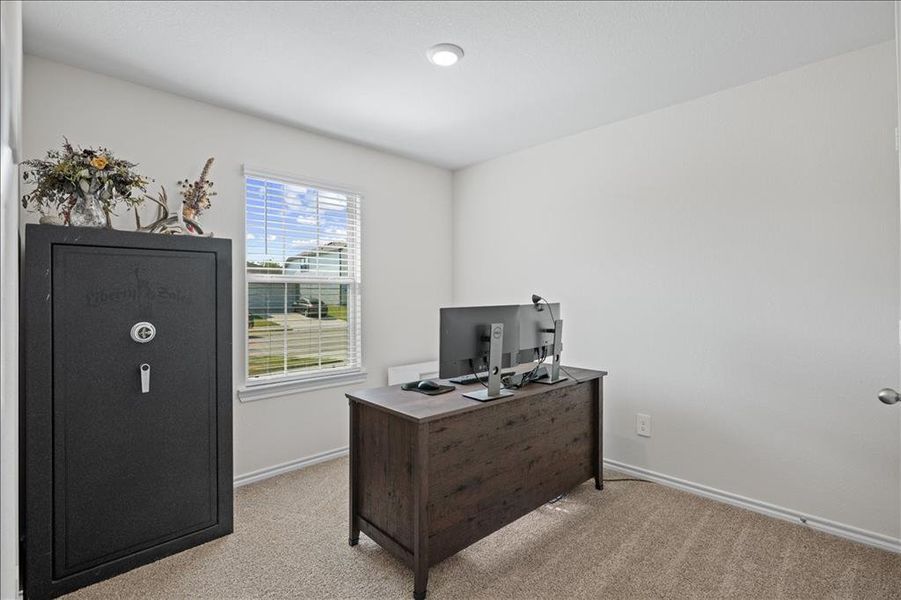Office featuring carpet and baseboards Office featuring carpet and baseboards