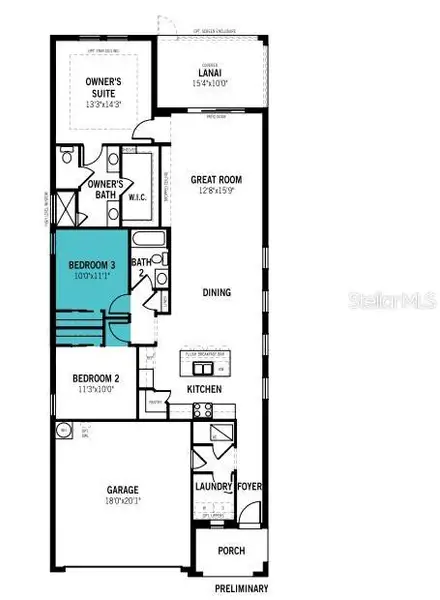 2D floor plan layout of this home in Crosswind Ranch, Parrish, FL (Image 3).