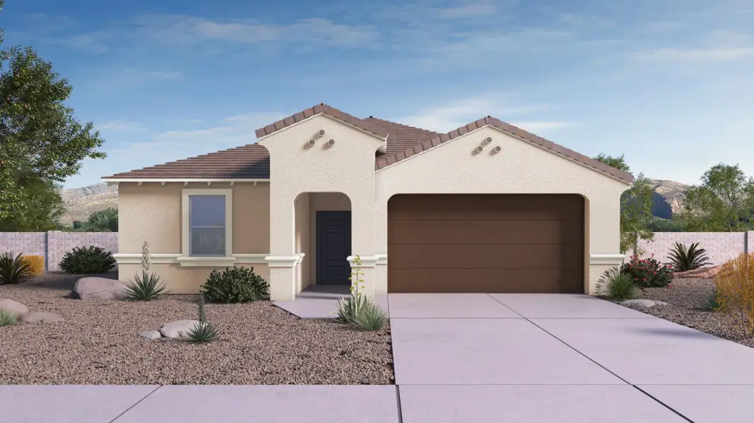 Representative exterior photo of a completed home built from the Cali by D.R. Horton in Windrose, Waddell, AZ (Image 2). Representative exterior photo of a completed home built from the Cali by D.R. Horton in Windrose, Waddell, AZ (Image 2).