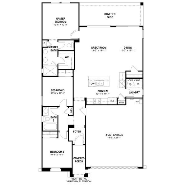 2D floor plan layout for the Handley by Fulton Homes in Redwood Valley at Acclaim, Avondale, AZ (Image 3).