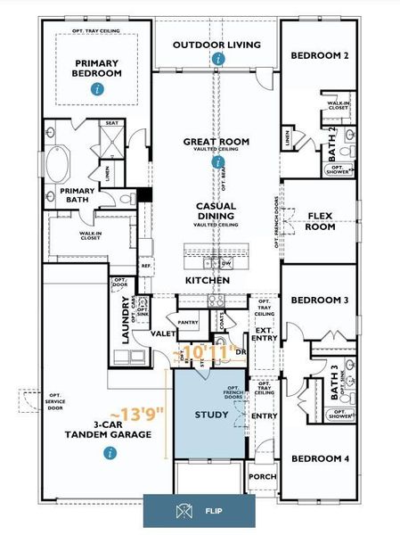 2D floor plan layout of this home in Del Bello Lakes 60', Manvel, TX (Image 2). 2D floor plan layout of this home in Del Bello Lakes 60', Manvel, TX (Image 2).