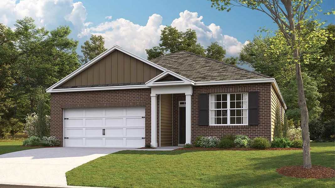 Front exterior of a new home in Shiloh Springs, Jackson, TN, highlighting curb appeal (Image 20).