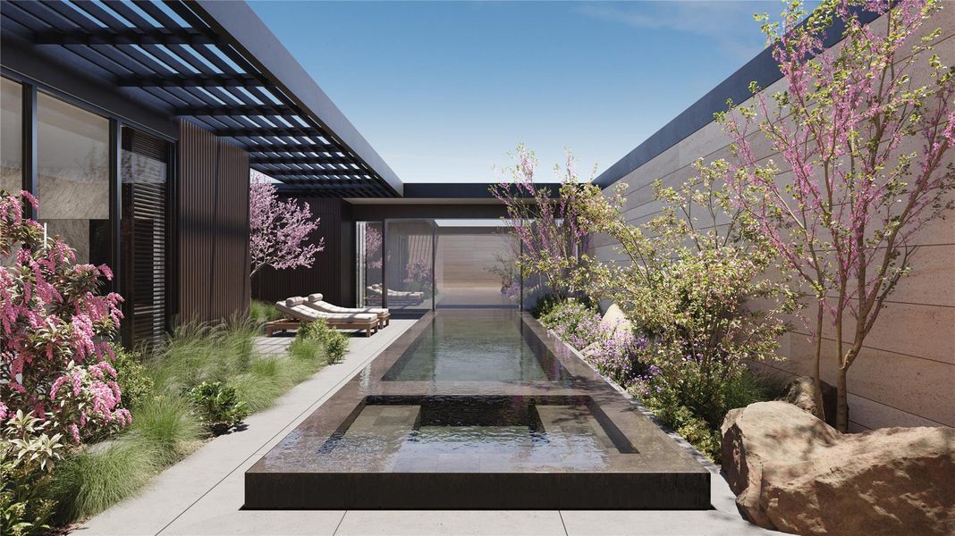 Exterior details and patio area of a home in Four Seasons Private Residences Lake Austin, Austin (Image 3).