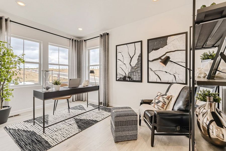 Representative furnished interior of a home built from the Ridgway by Taylor Morrison in The Fields at Looking Glass Town Collection, Parker (Image 17).