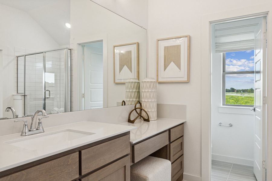 Primary Bathroom in the Gilmour home plan by Trophy Signature Homes – REPRESENTATIVE PHOTO
