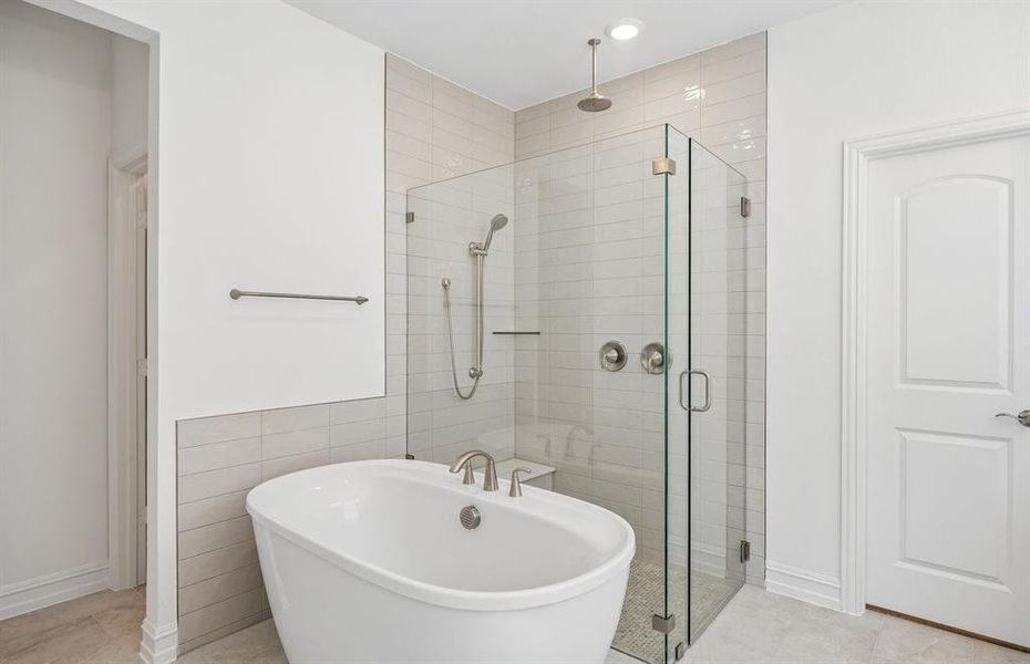 Primary bath with separate tub and shower