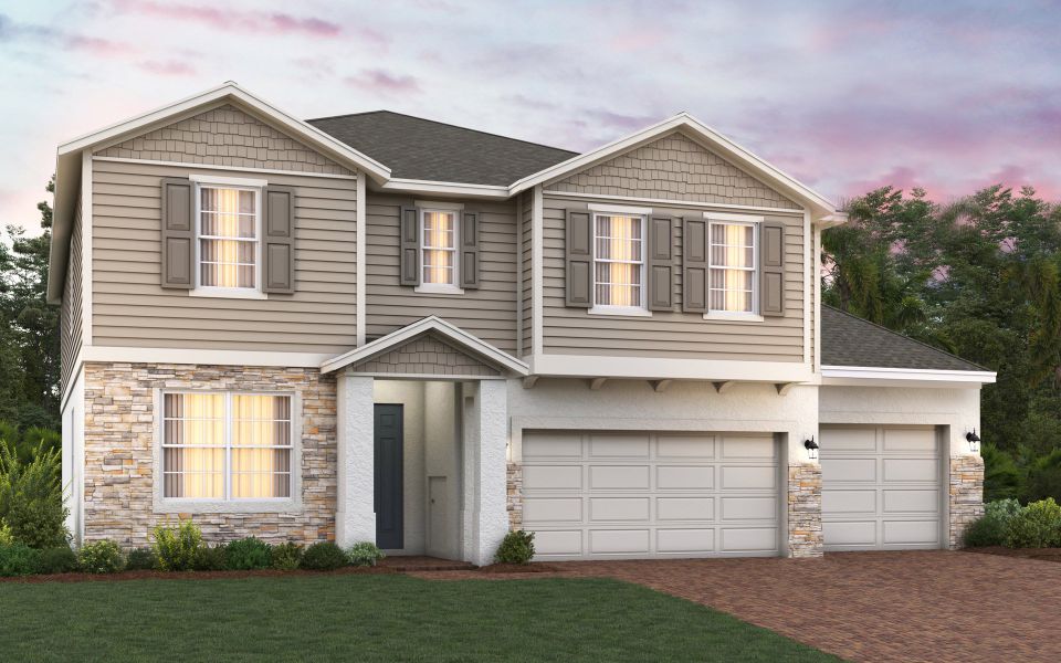 Representative exterior photo of a completed home built from the Sims 3-Car Garage by Trinity Family Builders in Trinity Gardens, Deland, FL (Image 6).