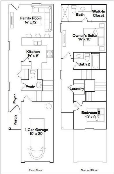 2D floor plan layout of this home in Villages of Greystone, Conroe, TX (Image 3).
