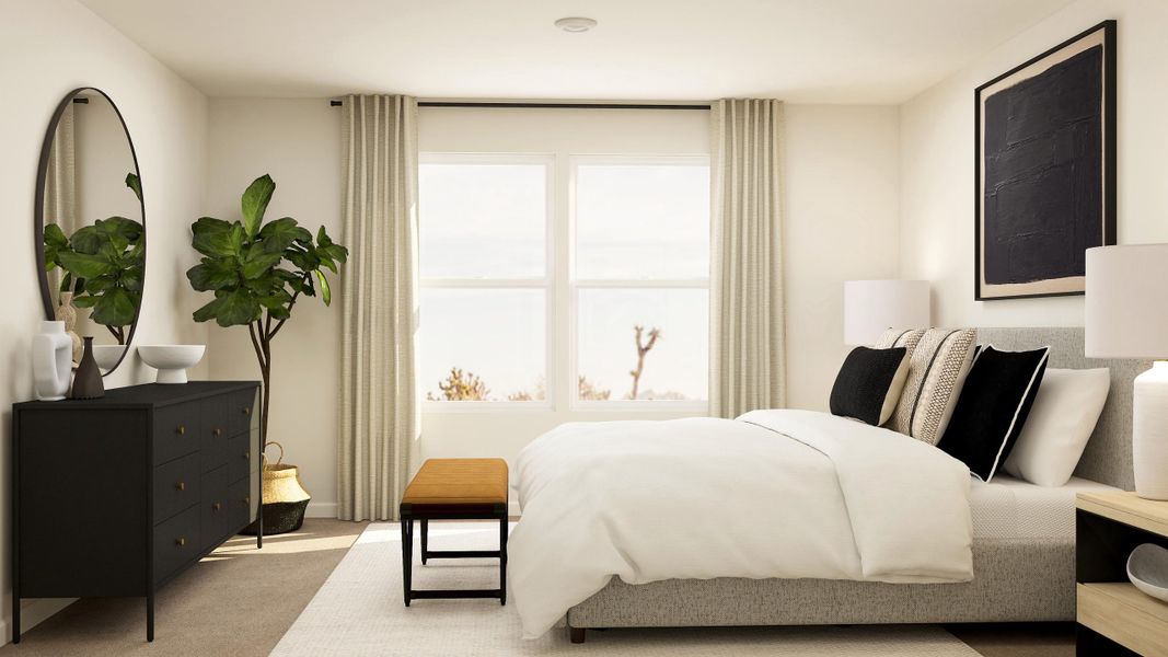 A room with a bed and a table. A room with a bed and a table.