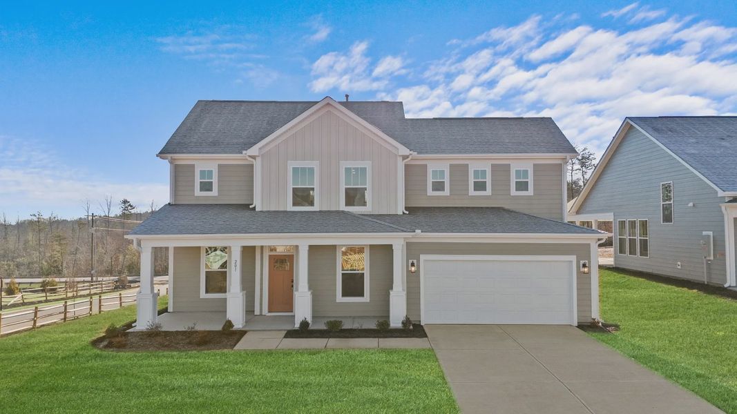 Representative exterior photo of a completed home built from the Kendrick by DRB Homes in Kayfield at Midway, Anderson, SC (Image 2).