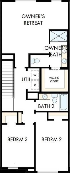 2D floor plan layout of this home in Nexus Townhomes, Gallatin, TN (Image 3).
