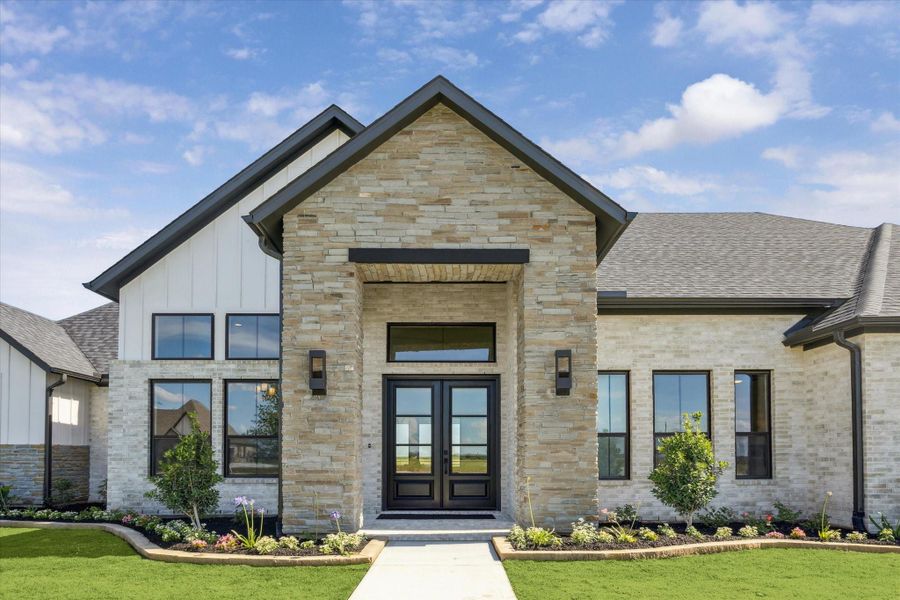Front exterior of a new home in Lakeview, Waller, TX, highlighting curb appeal (Image 23). Front exterior of a new home in Lakeview, Waller, TX, highlighting curb appeal (Image 23).