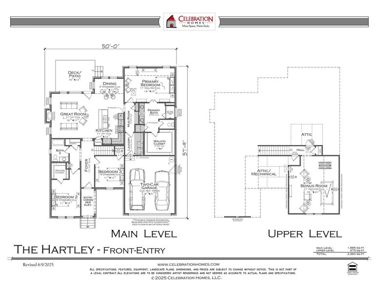 2D floor plan layout for the Hartley by Celebration Homes in Shelton Square, Murfreesboro, TN (Image 3).