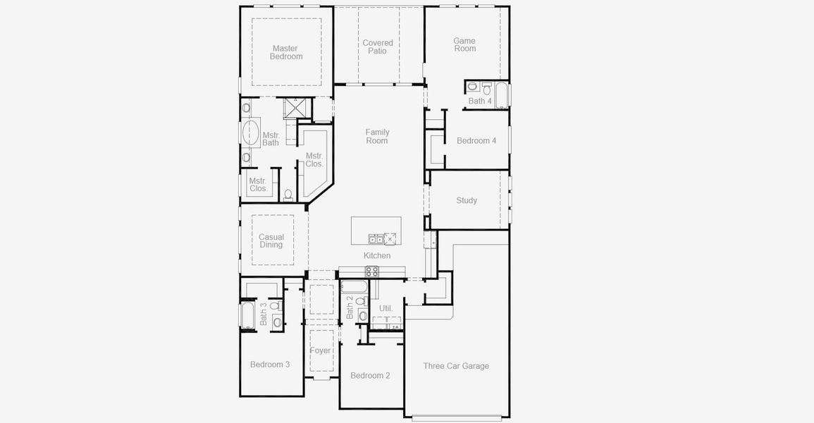 2D floor plan layout of this home in Lariat, Liberty Hill, TX (Image 5).