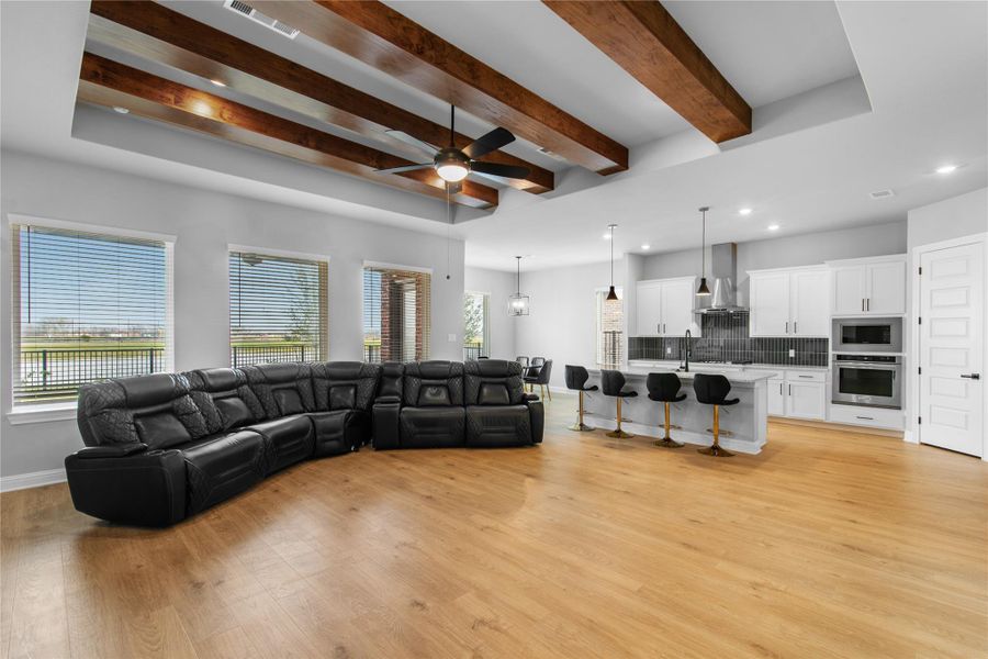 Bright living area with stunning water views.