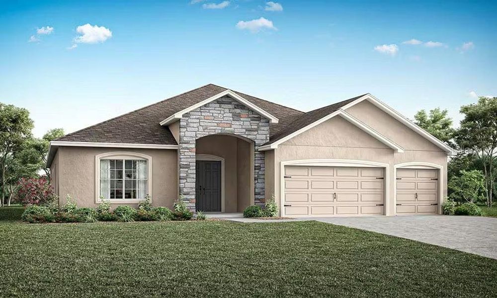 Front exterior of a new home in Copperleaf, Ocala, FL, highlighting curb appeal (Image 1). Front exterior of a new home in Copperleaf, Ocala, FL, highlighting curb appeal (Image 1).