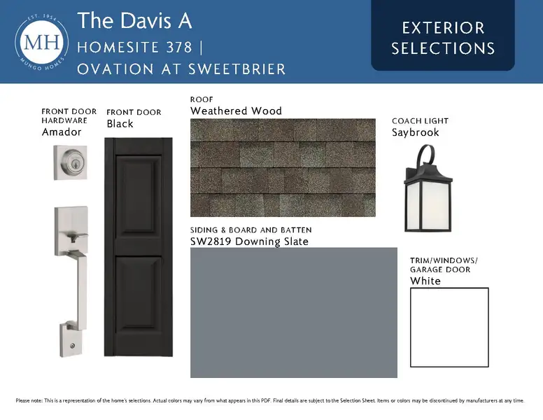 Sample of building materials used in homes in Ovation at Sweetbrier, Durham (Image 3).