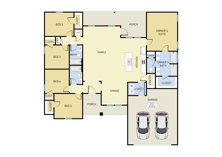 2D floor plan layout of this home in Southern Charm, Crestview, FL (Image 6).