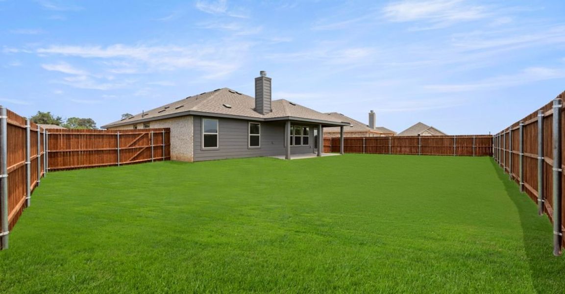 Representative exterior photo of a completed home built from the Lincoln by Impression Homes in Keeneland, Aubrey, TX (Image 25). Representative exterior photo of a completed home built from the Lincoln by Impression Homes in Keeneland, Aubrey, TX (Image 25).