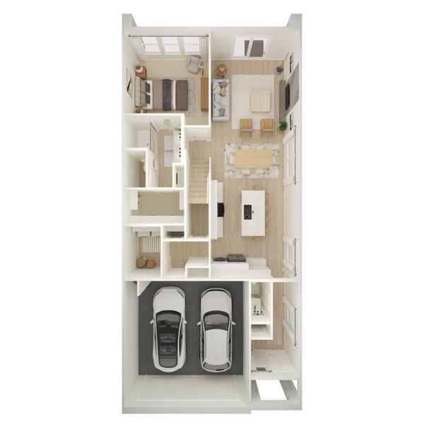 2D floor plan layout for the Seaview III - End Unit by K. Hovnanian® Homes in Aria at Silverstone, Scottsdale, AZ (Image 6).