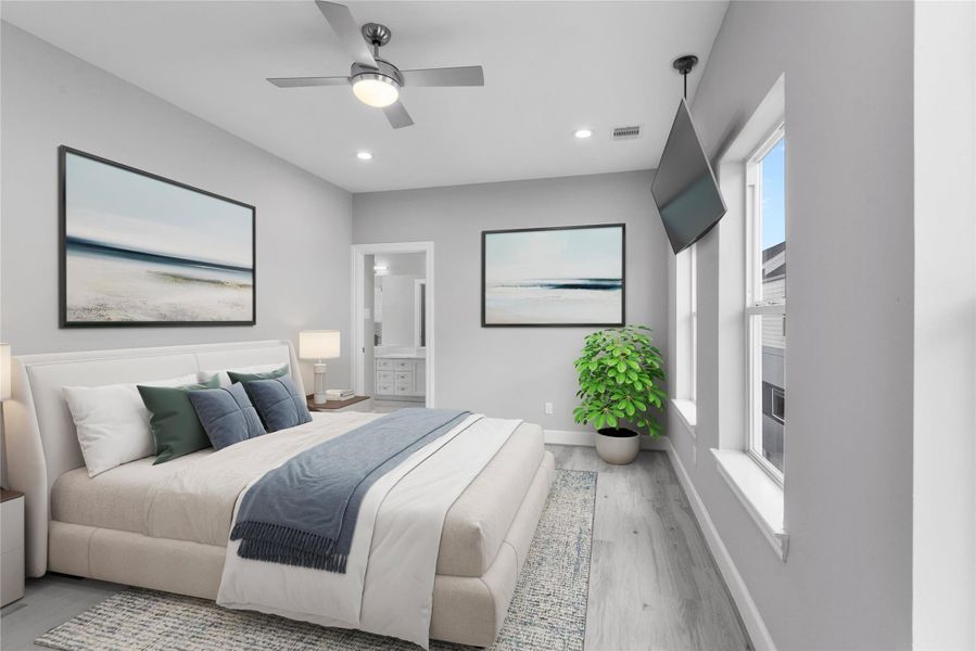 Primary Bedroom Virtually Staged to Illustrate potential Primary Bedroom Virtually Staged to Illustrate potential