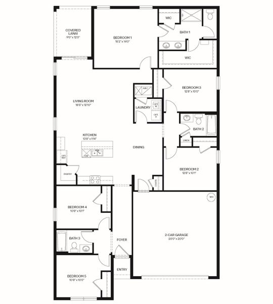 2D floor plan layout of this home in Cypress Bay West, Palm Bay, FL (Image 4).