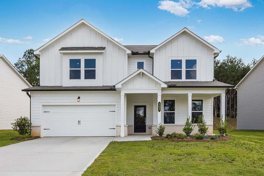 Front exterior of a new home in Heritage River, Euharlee, GA, highlighting curb appeal (Image 16).