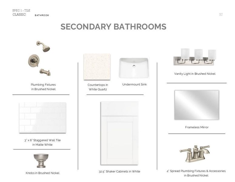 Classic Look Palette 3: Secondary Bathroom Selection Sheet (*Artist rendering used for illustration purposes only.)