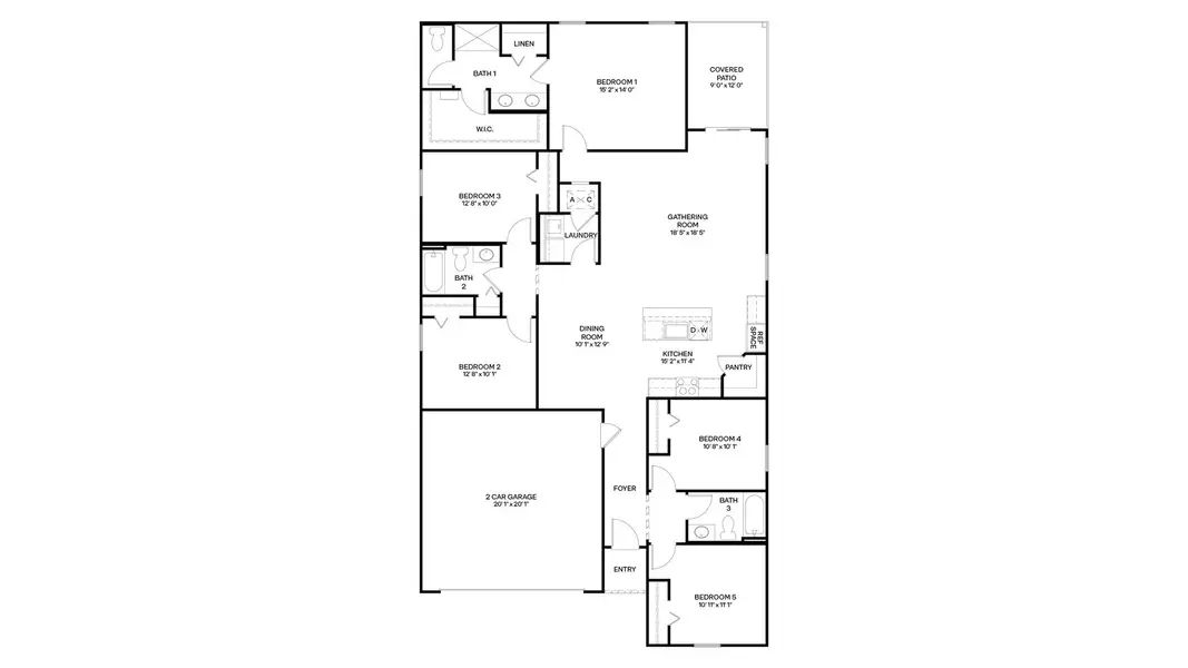 2D floor plan layout for the Lakeside+ by D.R. Horton in Diamond Springs, Jacksonville, FL (Image 3).