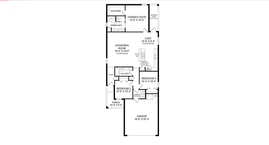 2D floor plan layout for the Begonia by Highland Homes of Florida in Vista Trace, Belleview, FL (Image 4).
