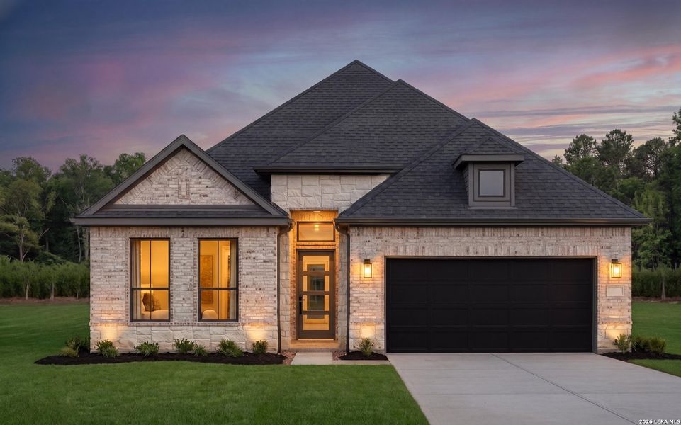 Front exterior of a new home in Cordova Crossing, Seguin, TX, highlighting curb appeal (Image 1). Front exterior of a new home in Cordova Crossing, Seguin, TX, highlighting curb appeal (Image 1).