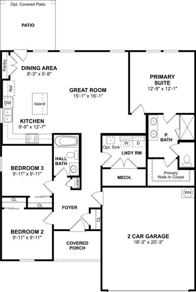 2D floor plan layout for the Azalea II by K. Hovnanian® Homes in Caldwell Lakes, Dallas, TX (Image 3).