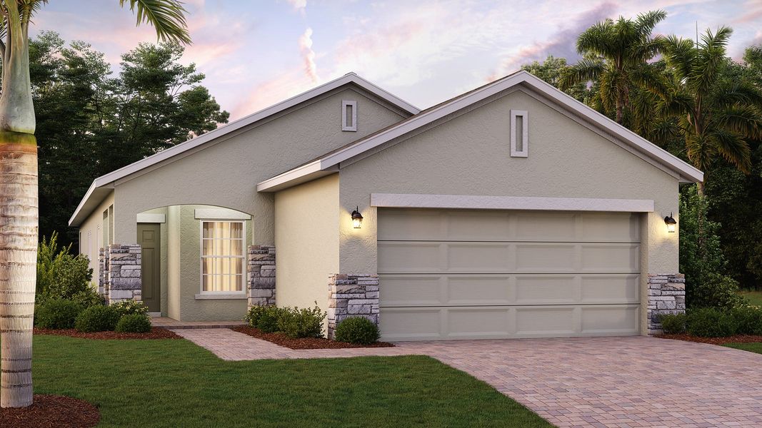 Elevation 3 with Optional Stone | Delray | New Homes in Florida | Landsea Homes